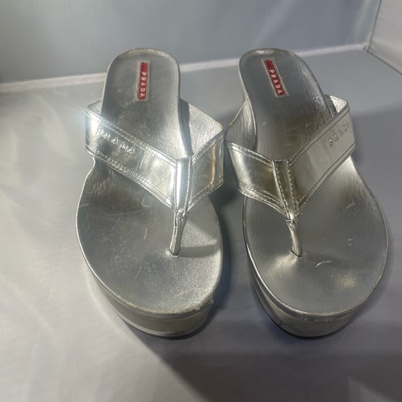 Prada, Silver Platform Sandal - Picture 3 of 5